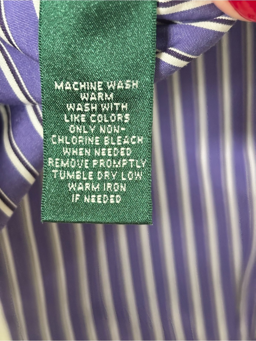 Ralph Lauren Purple Stripe Ruffle Front Button-Down Shirt - Picture 5 of 5